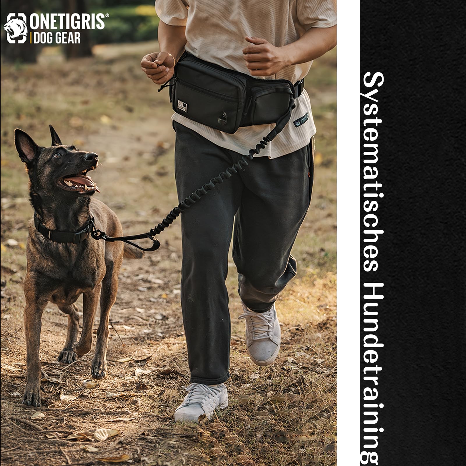 OneTigris Leckerlitasche für Hunde, Große Bauchtasche Hundetraining, Gassi Tasche Hund mit Magnetverschluss und Inklusive Kotbeutelspender, mit Herausnehmbarer Leckerlibeutel, für Taktisches Training