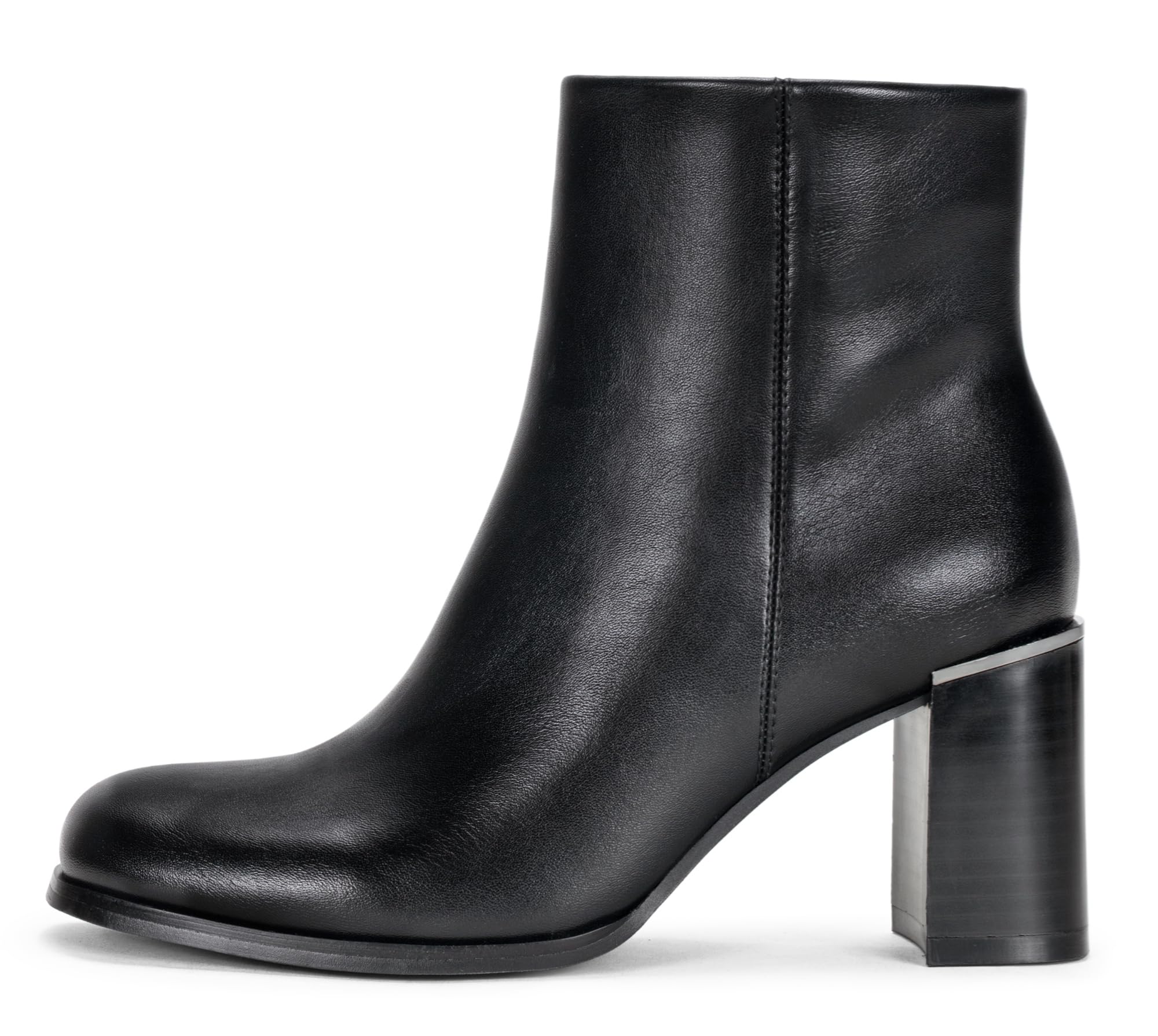 Ankle Boots for Women, Chunky Block Heeled Soft Square Round Toe, Short Fashion Booties with Side Zipper-image-35