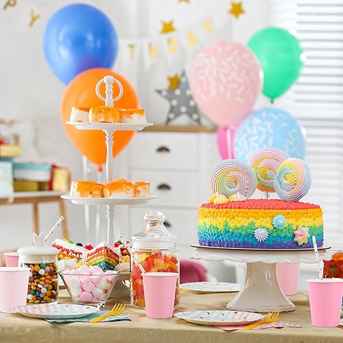 Miniatura 4 de 100 vasos de papel rosa de 9 onzas, vasos de fiesta de color rosa degradado, tazas de café desechables, tazas de café para el día de San Valentín,