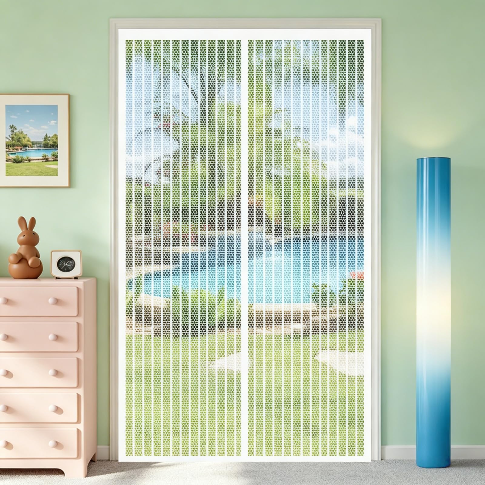 Fly Screens for Doors 129 x 231 cm Keep Bugs Out Lets Fresh Air in Door Fly Screen No Drill Installation Automatically Closes for Keeping Out Flies & Bug, White