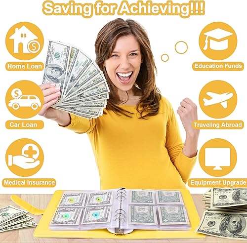 Miniatura 3 de Burfield Carpeta de desafío para ahorrar dinero, organizador de libros con sobres para efectivo de 100 días, presupuesto, reemplazo de caja de