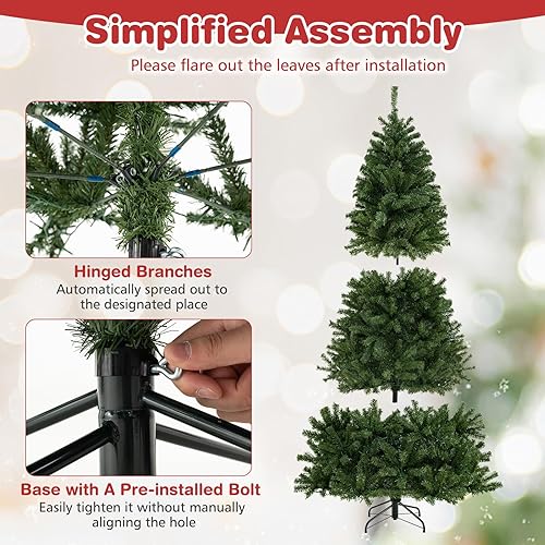 Miniatura 42 de GOFLAME Árbol de Navidad artificial preiluminado de 8 pies con luces LED blancas cálidas y conos de pino, decoración navideña para el hogar