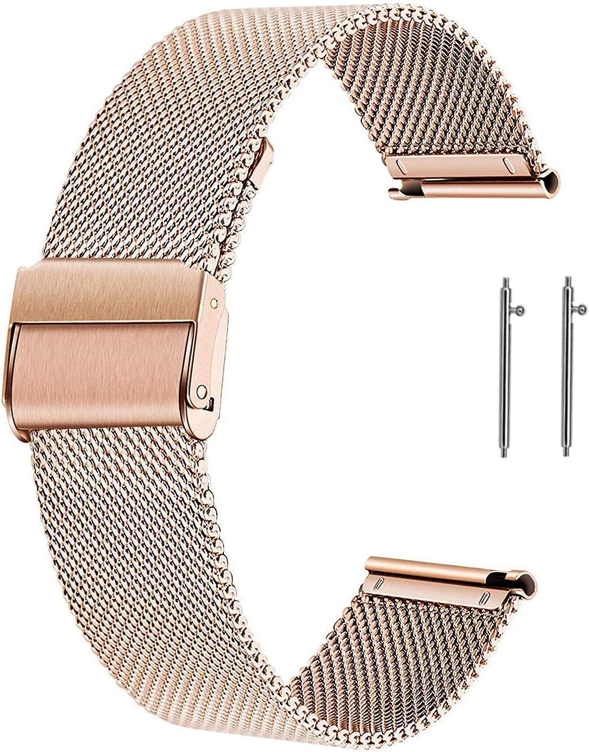 Rose Gold Watch Strap for Women, 18mm Stainless Steel Watch Band Milanese Mesh, Women's Watch Bracelet Replacement Quick Release (2 x Pins)
