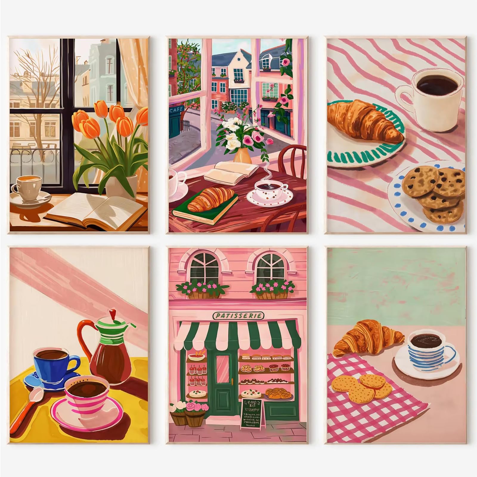 lxmydm Ölgemälde nach Zahlen 6-teiliges Set DIY Ölgemälde nach Zahlen Kaffee Polypropylenfarbe für Erwachsene tolles Geschenk für jedermann (20 x 30cm)