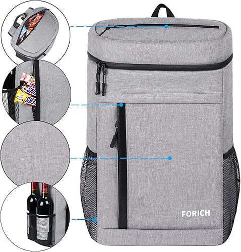 Miniatura 4 de FORICH - Mochila térmica suave, con aislamiento impermeable, a prueba de fugas, mochila portátil de tamaño pequeño para trabajar, almuerzo, viajes,