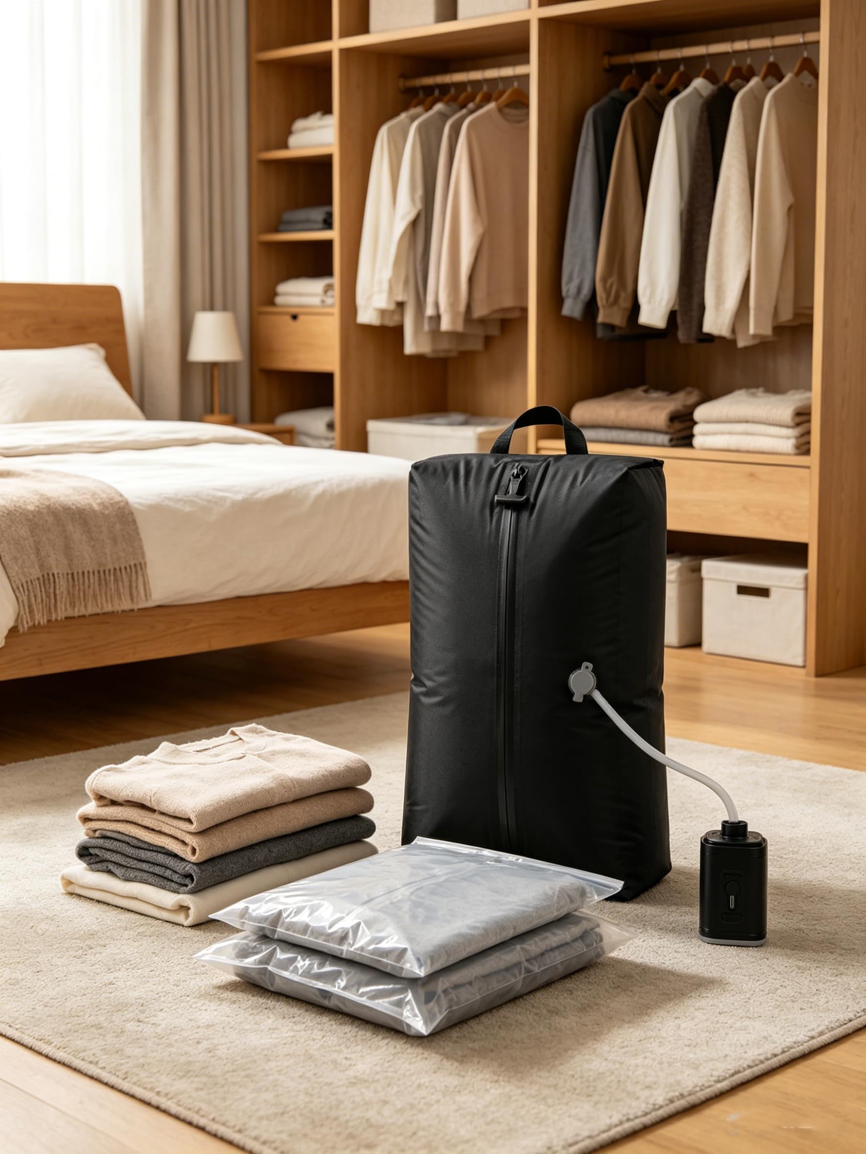 Get2pack Kit De Compresión Al Vacio, Get2pack Travel, Ultra Portátil Ahorra Hasta 60% Espacio, Reutilizables, Resistente, Sellado Y Resistente Al Agua Adecuado Para Viajes Y Para Guardar Ropa (2 PCS)