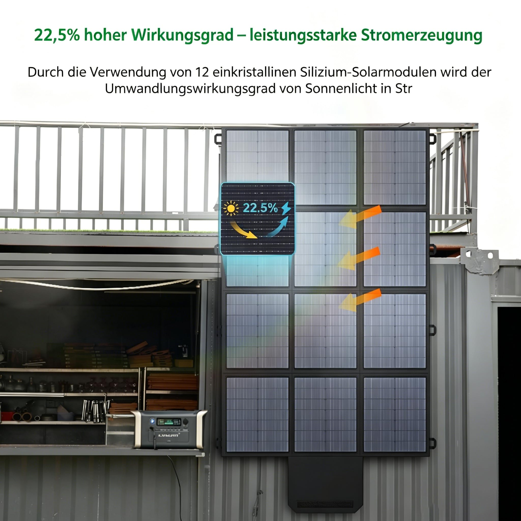 Faltbares Solarpanel 500W Solar-Ladegerät IP67 Wasserdicht und Staubdicht Hohe Ausgangskonversionseffizienz 22.5% Tragbares Ladegerät Solarstrom Solarpanel Camping Outdoor Notstromversorgung