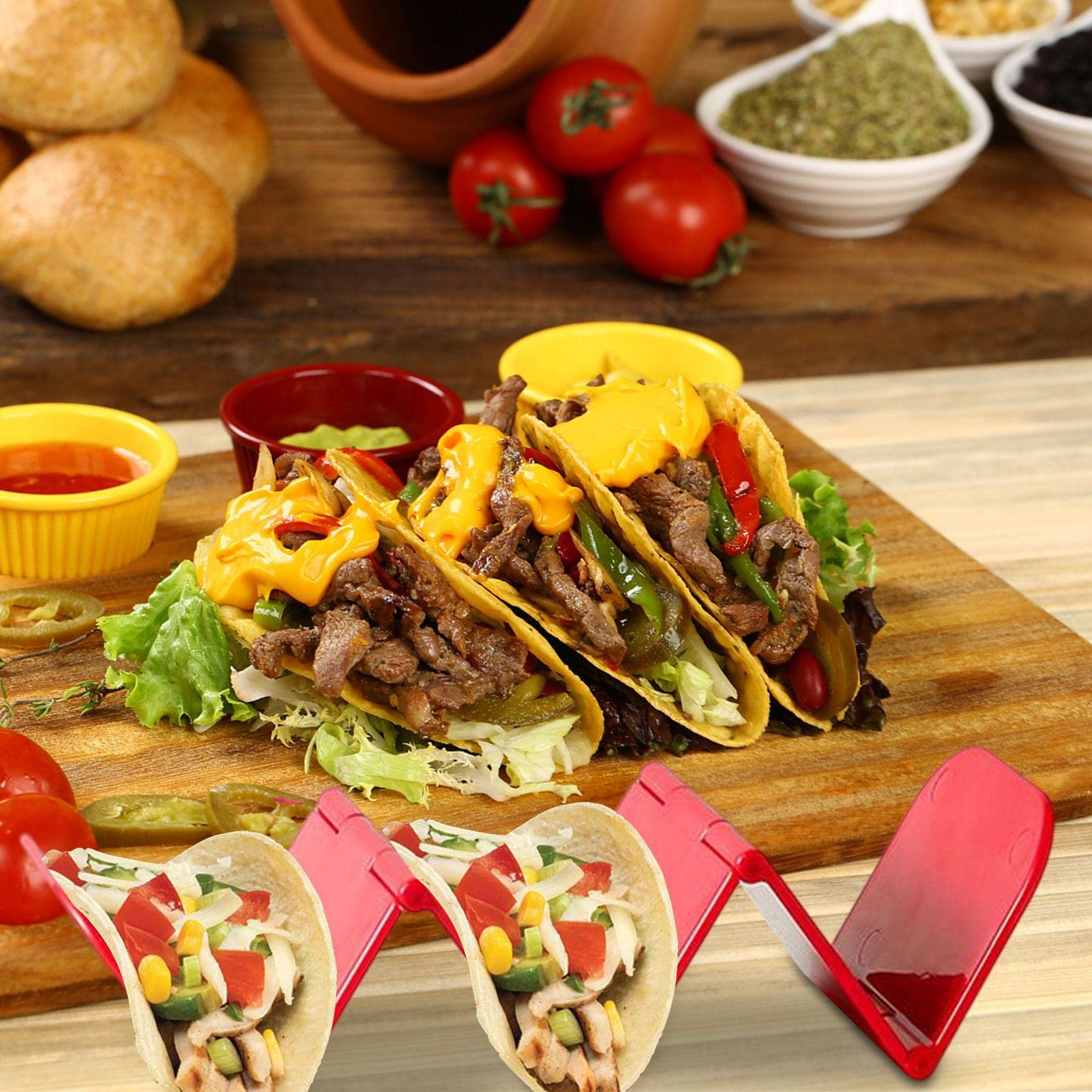 Ustensile Cuisine Support à Tacos En Acier Inoxydable - Lot De 2, Pour 4-5 Tacos Chacun - Passe Lave-Vaisselle Support Tacos Lave-vaisselle