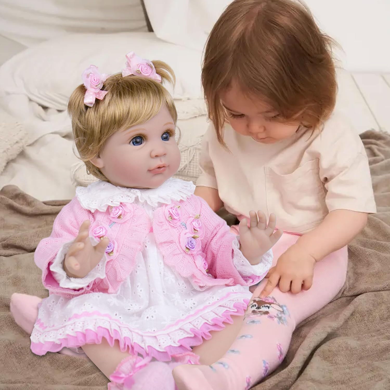 Milidool Lifelike Reborn Baby Dolls Girl - Realistic Newborn Silicone Real Life Baby Dolls with Complete Feeding Toy Accessories Set for 3+ Year Old Girls Gifts, Pretend Play, Collection