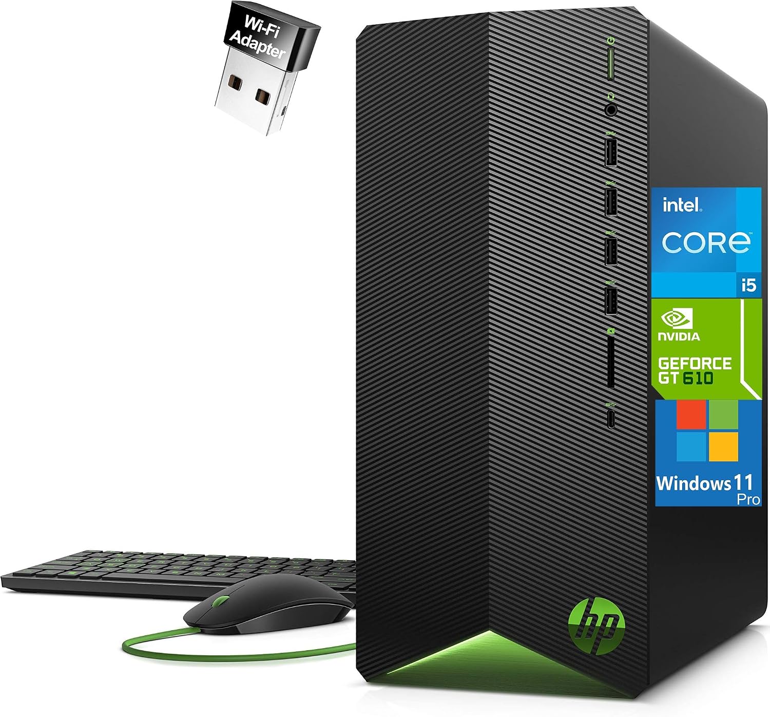 Pavilion Tower Desktop Computer, Intel Hexa-Core i5-10400F (Beat i7-8700), 16GB DDR4 RAM, 1TB PCIe SSD, GeForce GT 610 2GB, USB WiFi Adapter, RJ-45, Type-C, HDMI, VGA, Windows 11 Pro, WE/PGPY