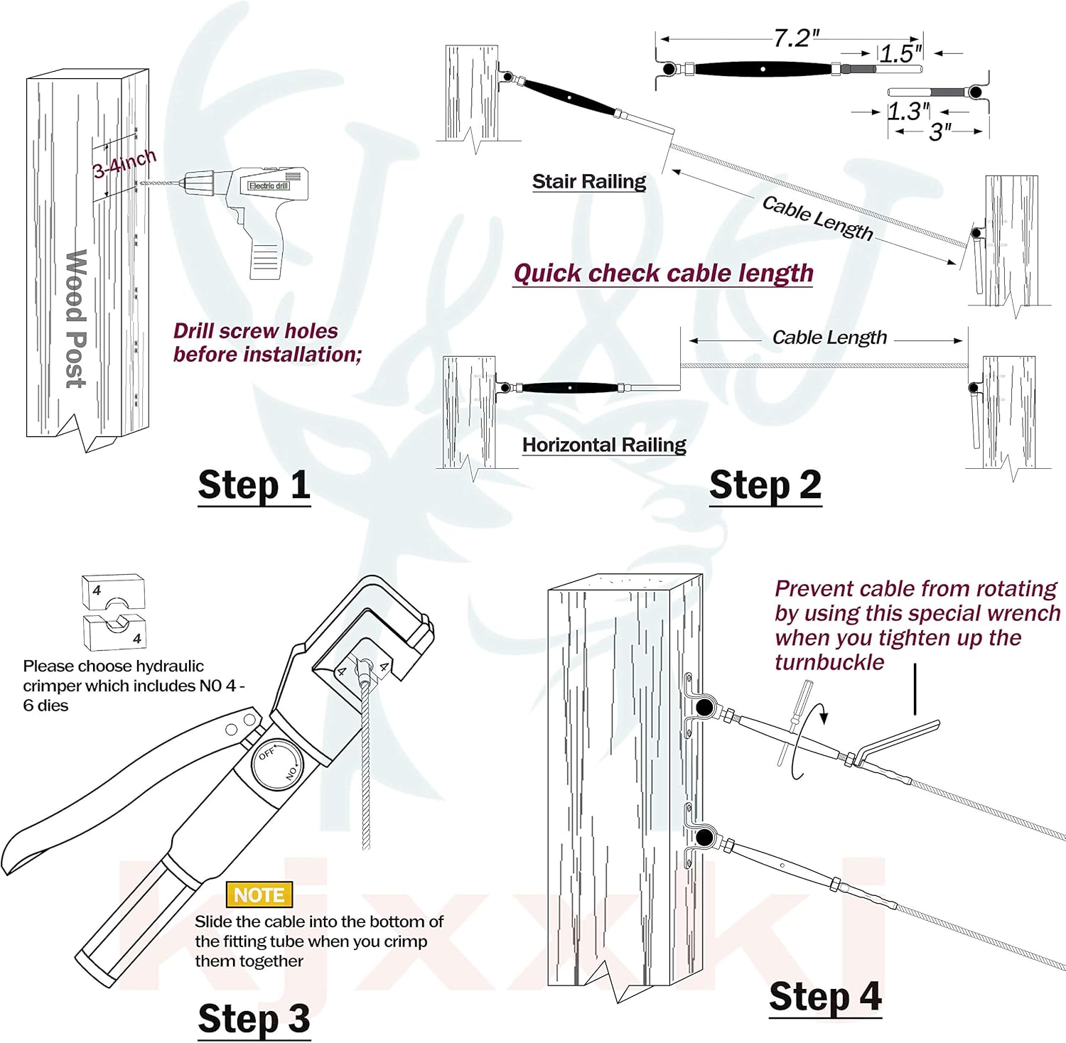 Uр Tо 60% оƒƒ 316-Stainless Steel Adjustable Angle Cable Railing Hardware Kit fit 1/8 Wire Rope for Wood Post(10 Pack) Bіg Sаlе 316-Stainless Steel Adjustable Angle Cable Railing Hardware Kit fit 1/8 Wire Rope for Wood Post(10 Pack)