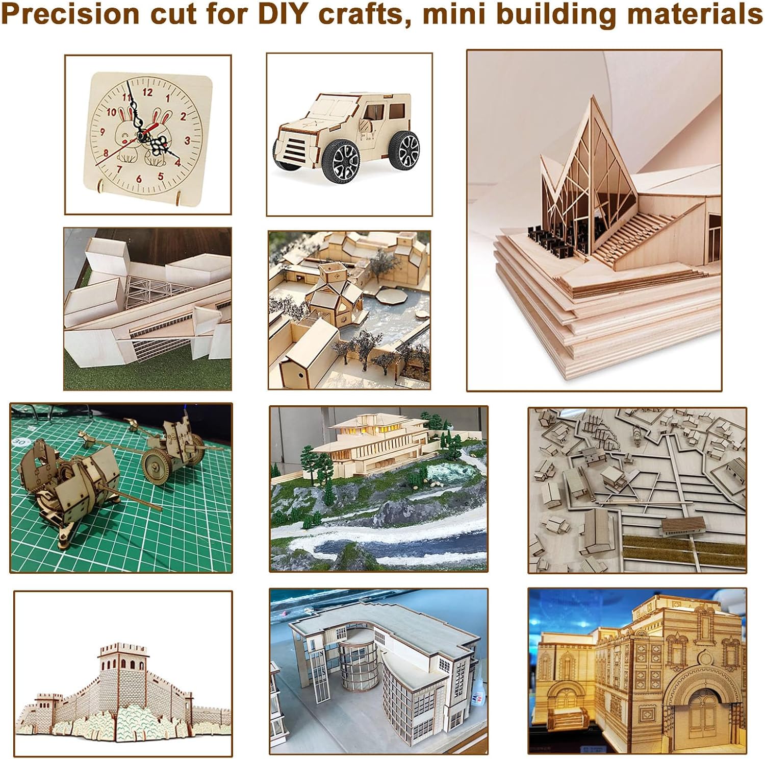 40 Pieces 8x8 Inch Wood Squares Unfinished Plywood Wood Sheets 1/8 inch Thick Blank Wood Square for Crafts, Paintings, Scrabble Tiles, Mini House Building, Coaster, Engraving, Home Decoration