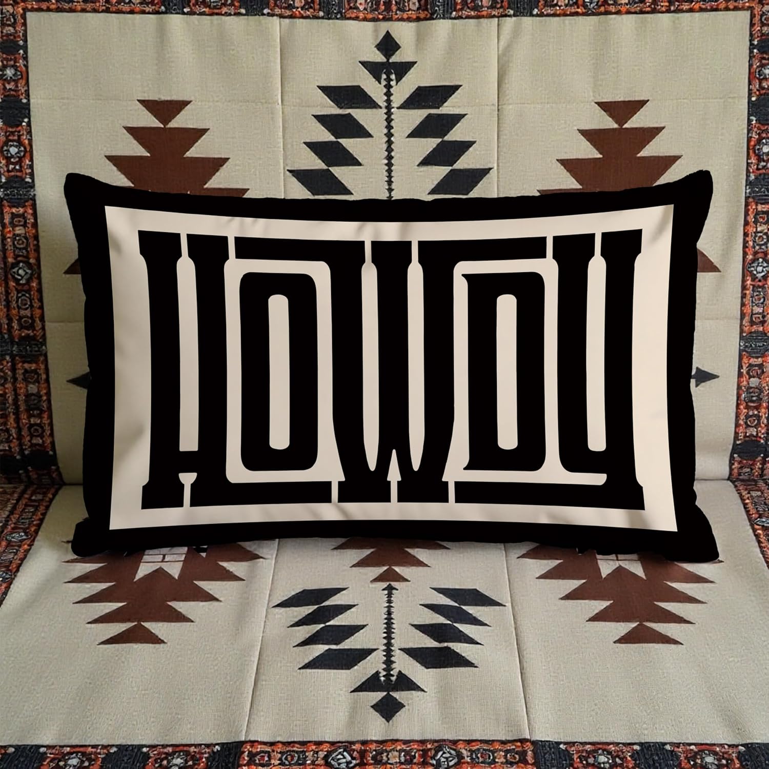 Boho Black Bold Howdy Western Pillow Covers 12x20, Western Gifts for Women, Vintage Art Deco Southwestern Decorative Lumbar Pillow Covers for Bedroom Living Room Home Office - Image 5