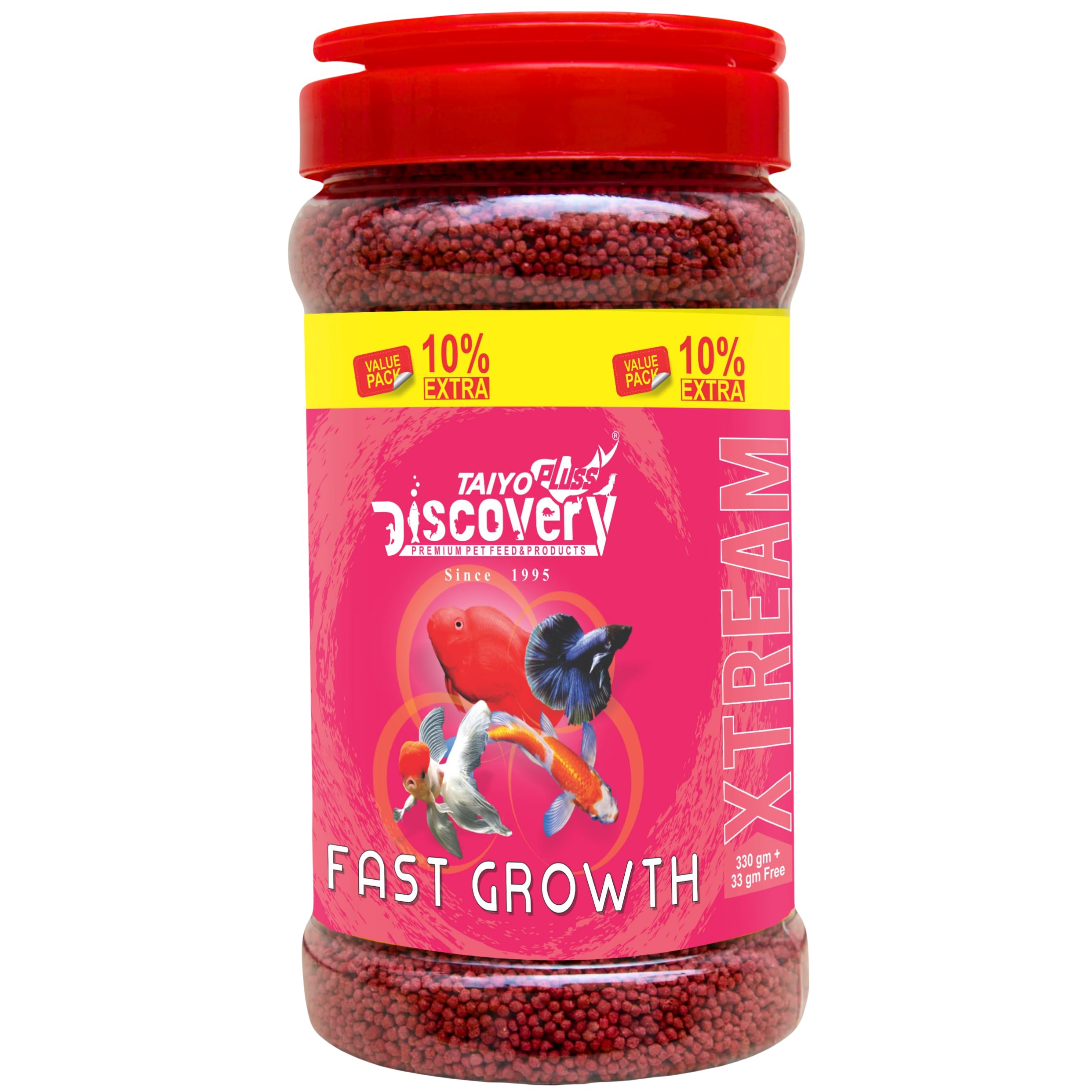 Taiyo Pluss Discovery Xtream Fast Growth Fish Food - 363 g (330 g + Extra 10% Free) (Pack of 1) | Tropical Fish Feed Fish Meal & Shrimp Meal for Growth, Colour & Strength-image-20