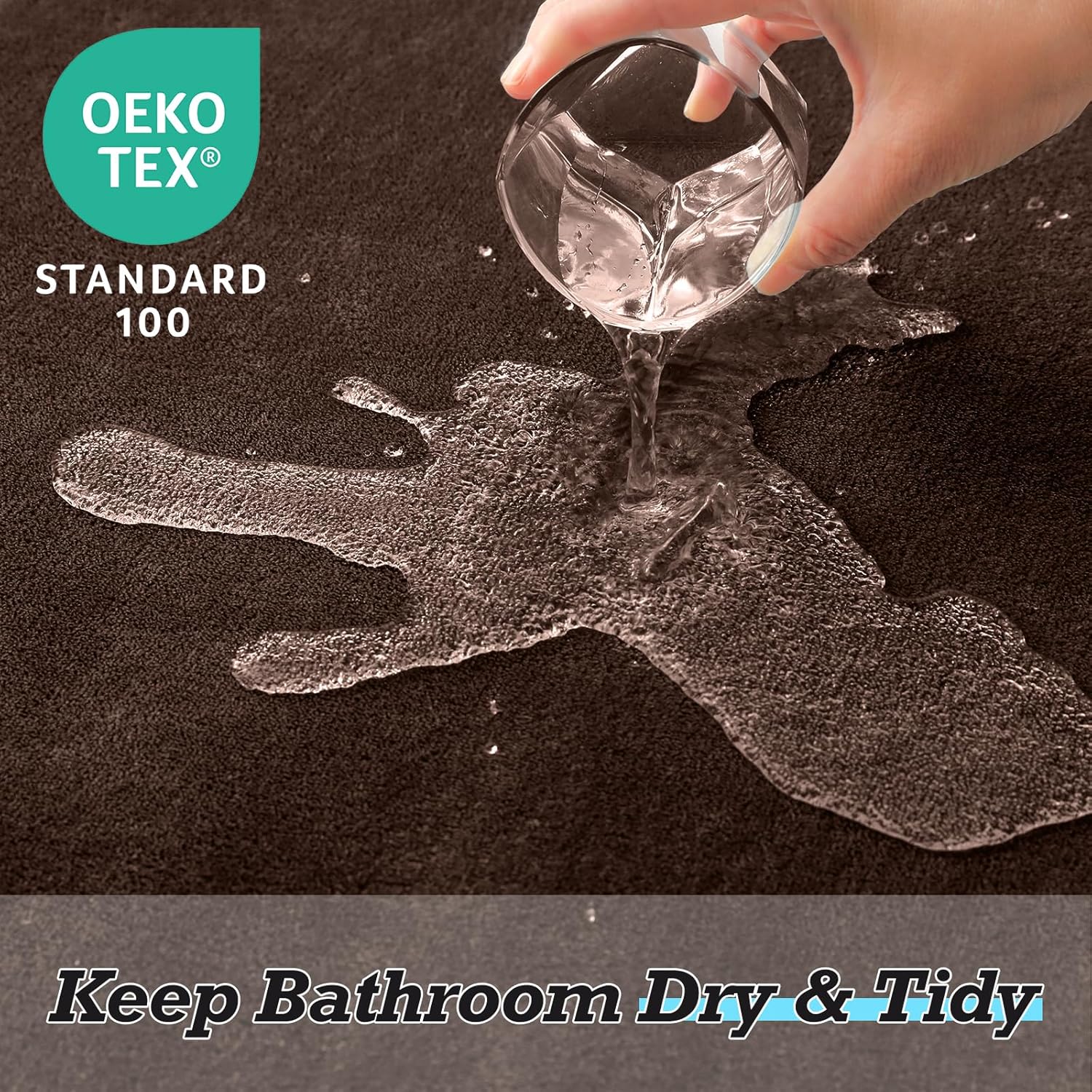 HUXMEYSON Bathroom Rugs Sets 2 Piece, Non-Slip & Quick Dry Bath Mat Set, Ultra Soft Velvet Bath Rugs for Bathroom, Toilet and Shower Floor, Brown - Image 4