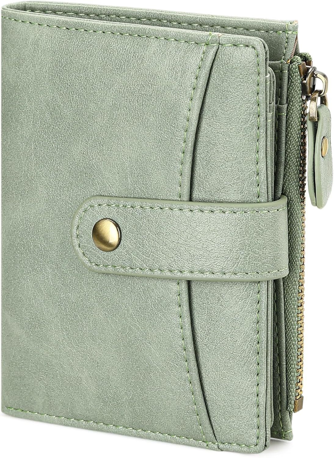 FALAN MULE Small Wallet for Women Leather RFID Blocking Bifold Credit Card Holder with Zipper Coin Pocket