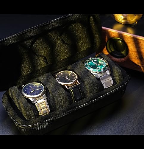 Miniatura 6 de Funda de viaje rígida de 3 ranuras para reloj, caja de almacenamiento y organizador para hombres y mujeres, con almohada de reloj antimovimiento