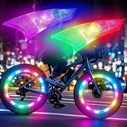 Luces de rueda de bicicleta, luces de rueda de bicicleta para conducción nocturna, luz de radios de bicicleta con visibilidad de 360, detección de