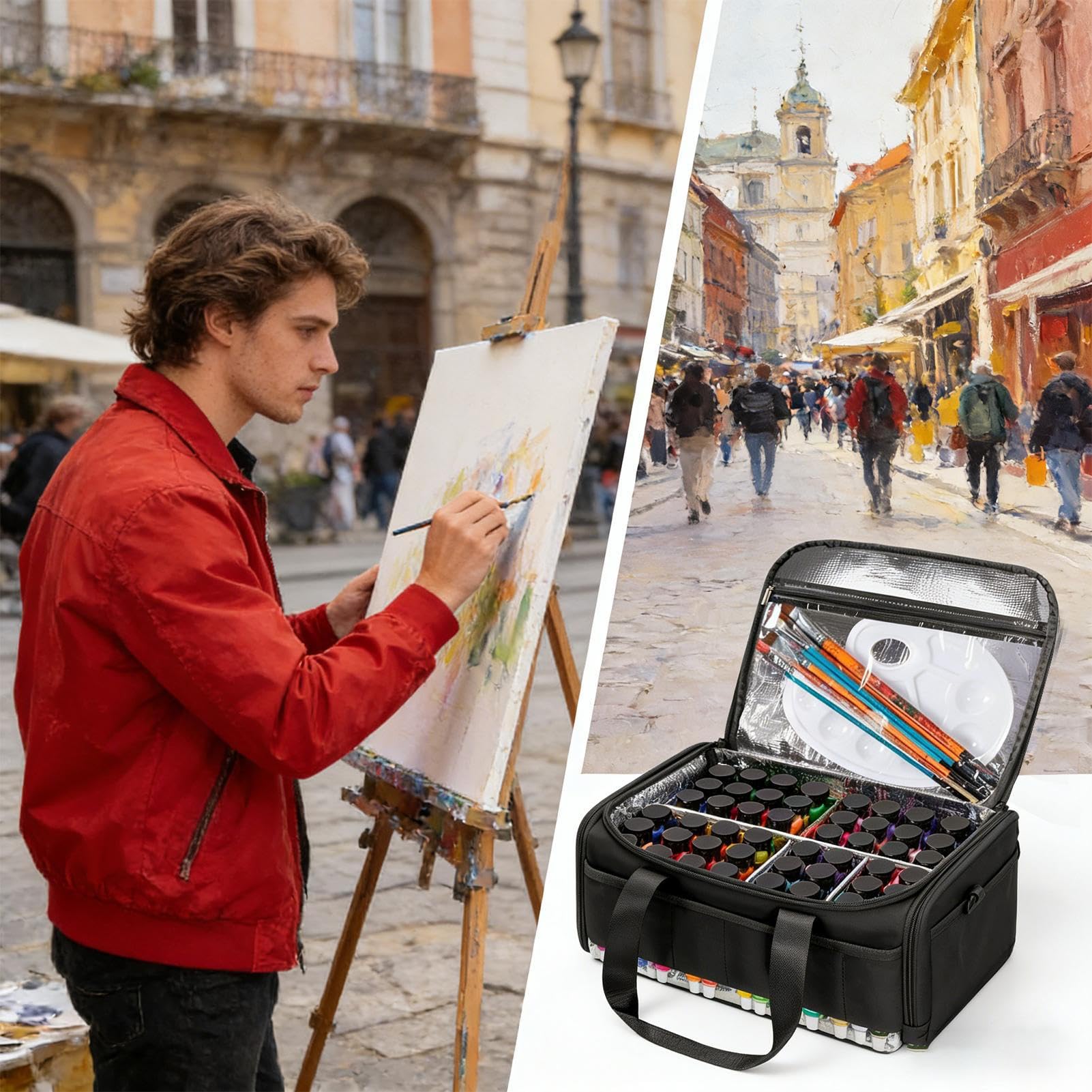 Torba Organizer na Farby Akrylowe Nośna Torba Oxford Z Paskiem