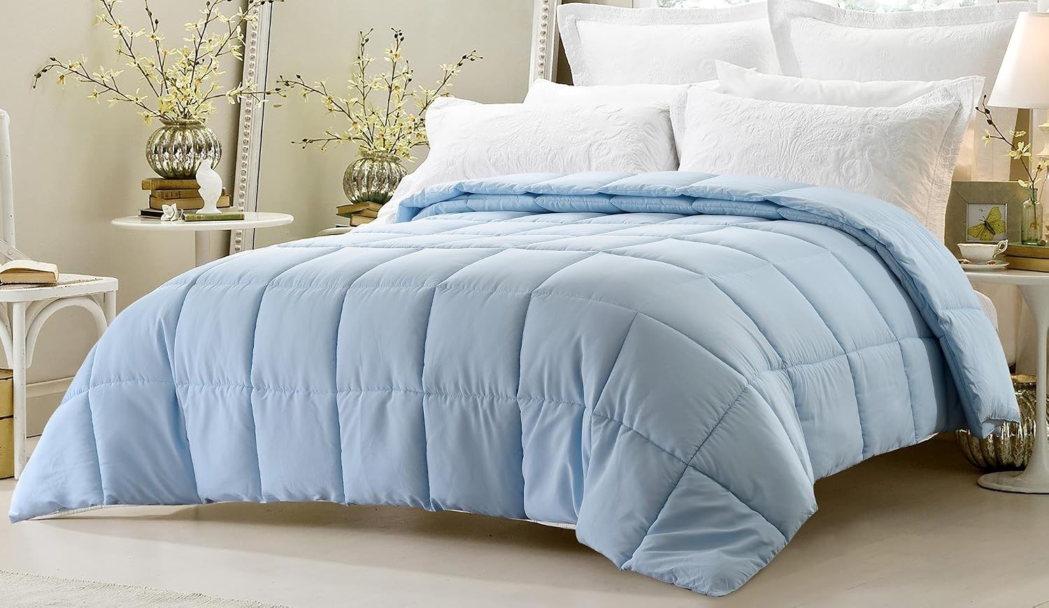 Web Linens Inc Super Oversized - Down Alternative Comforter - Fits Pillow Top Beds - King 110" x 96" - Light Blue - Exclusively by Blowout Bedding RN #142035