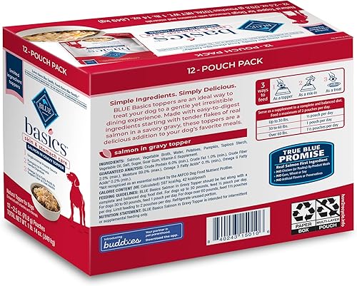 Miniatura 2 de Blue Buffalo Basics LID - Perro adulto de salmón sin granos, bolsa de 2.5 onzas, paquete múltiple de 12 unidades