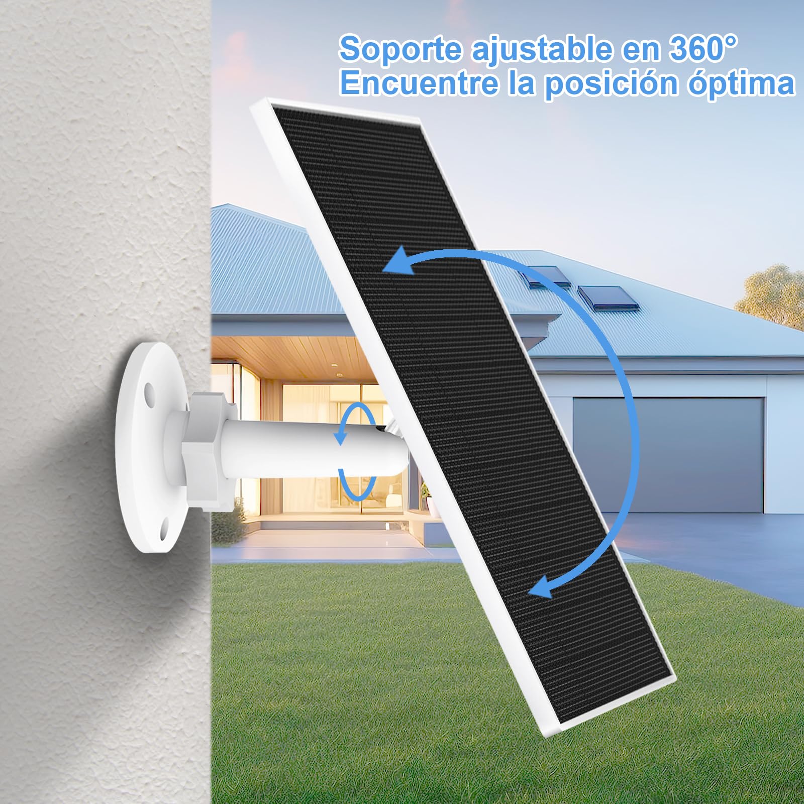 Panel Solar para Cámara Exterior Eufy, Compatible con la Cámara Eufycam, Suministro Continuo de Energía, Ncluye Cable de Carga de 9.8 pies, IP65 Resistente al Agua, Paquete de 3