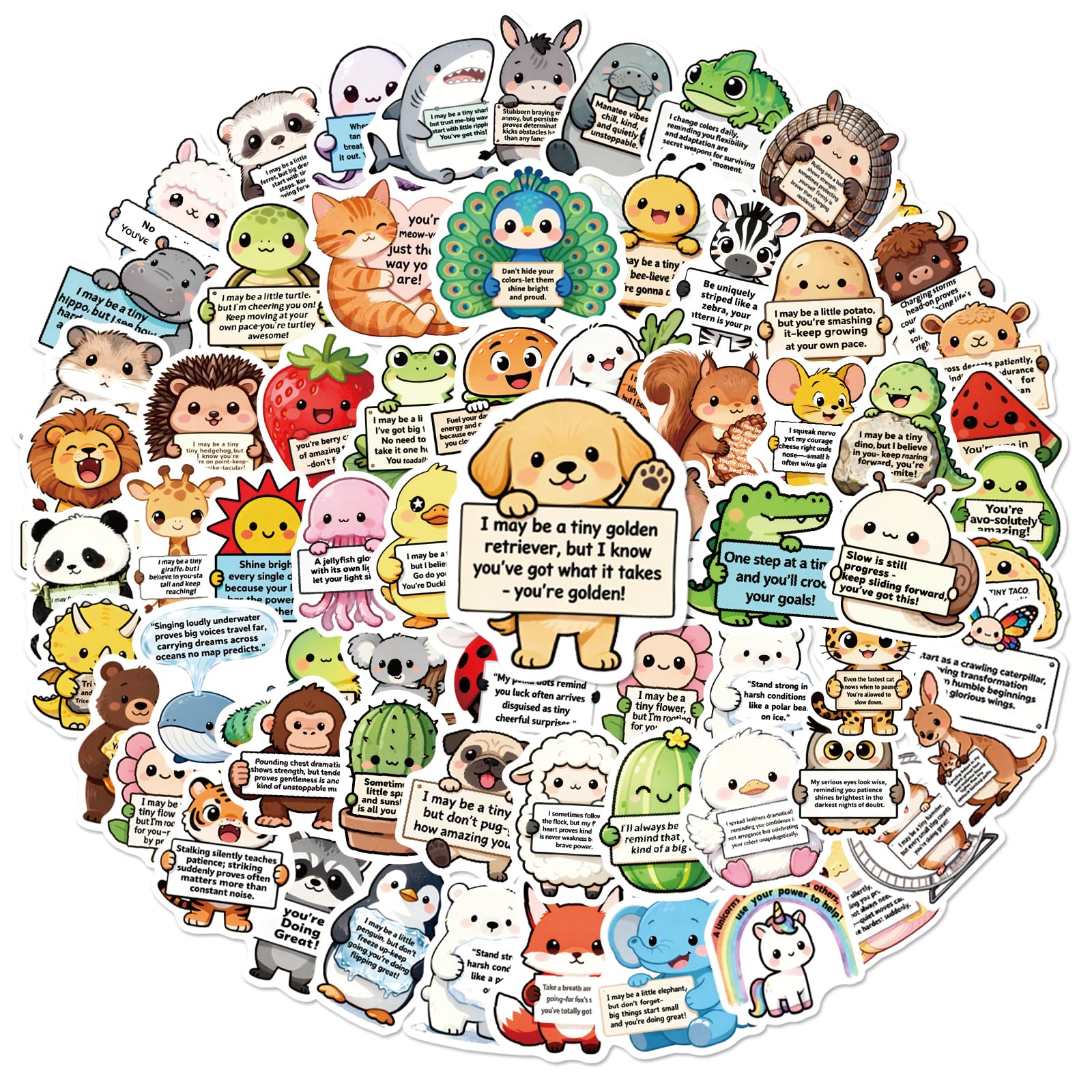 G2PLUS 100PCS Motivational Quote Stickers for Students: Cute Waterproof Vinyl Animal Stickers for Classroom Rewards, School Supplies, Water Bottles, Notebooks and Crafts — image 1