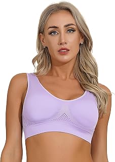 Hansber Women's Athletic Yoga Sports Bra Breathable Hollow Out Workout Crop Top Gym Running T-Shirts Activewear