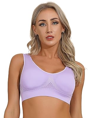 Freebily Women Sports Bra Workout Gym Yoga Bra Seamless Wireless Workout Bra High Impact Built Up Tank Tops