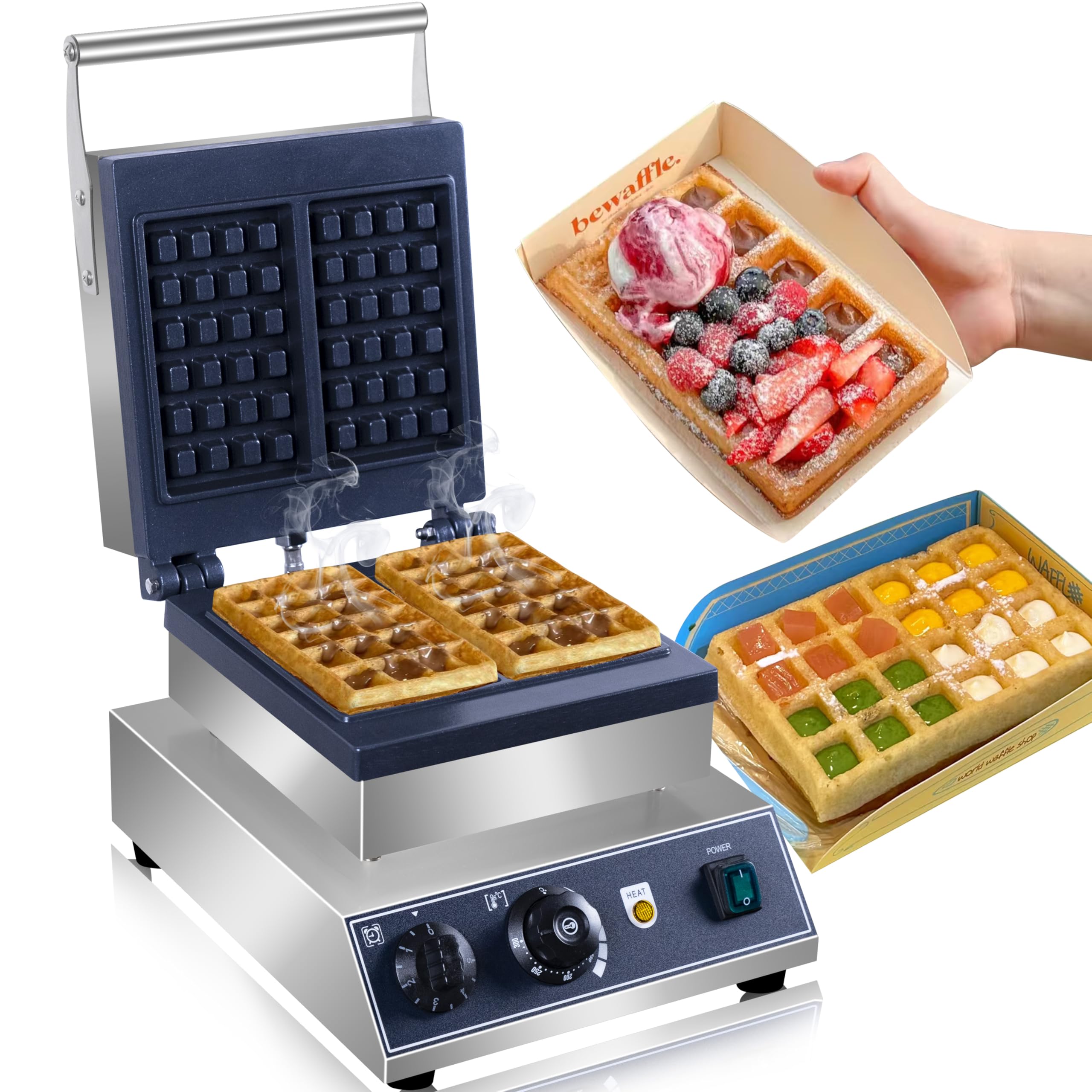 Amazon.com: Waffles Maker 2 Slices, Large Square Belgian Waffle