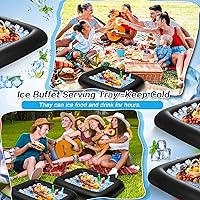 Vista 4 de Leitee 4 barras inflables de verano para servir y una bomba de mano, bandeja de servir para bufé de hielo, enfriador inflable con tapón de drenaje