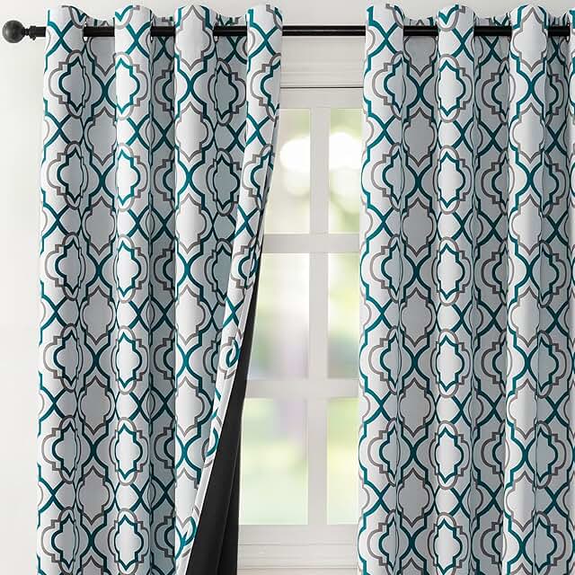 teal and gray curtains