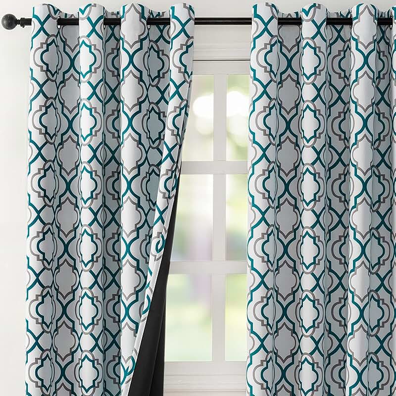teal and gray curtains