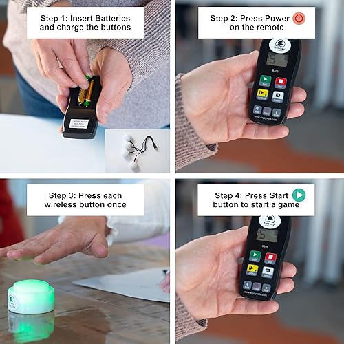 Miniatura 3 de Trebisky Sistema de zumbador inalámbrico para programas de juegos, 8 jugadores, cuenco de preguntas de riesgo, zumbador de respuesta con luz, sonido