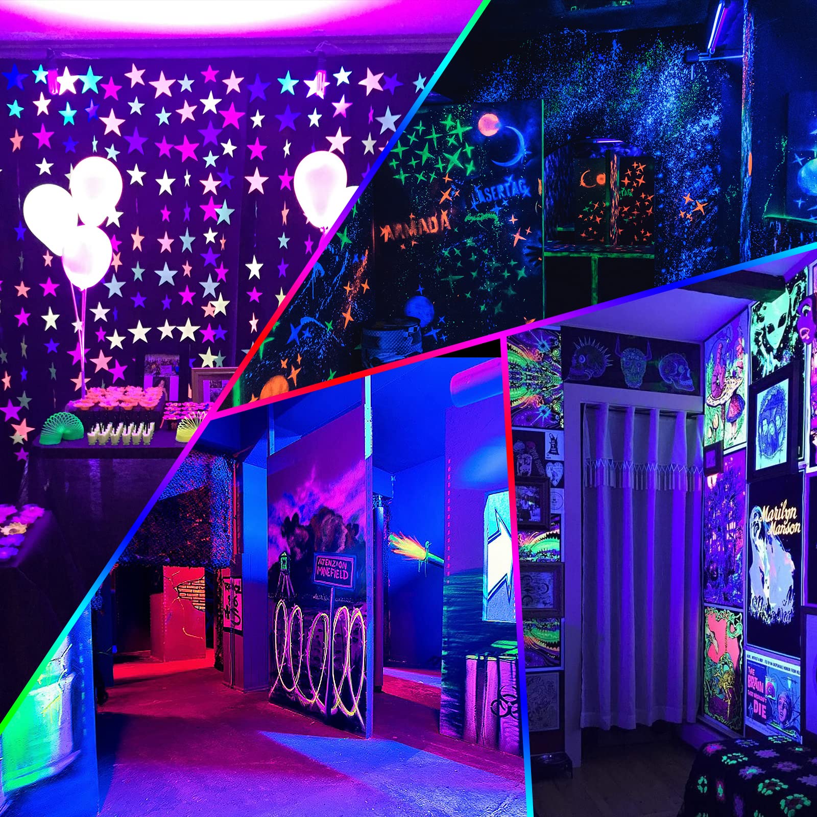 2 faretti a LED UV da 30 W, IP66, impermeabili, con 60 LED, in lega di alluminio, per Halloween, feste, concerti, bar, colori neon
