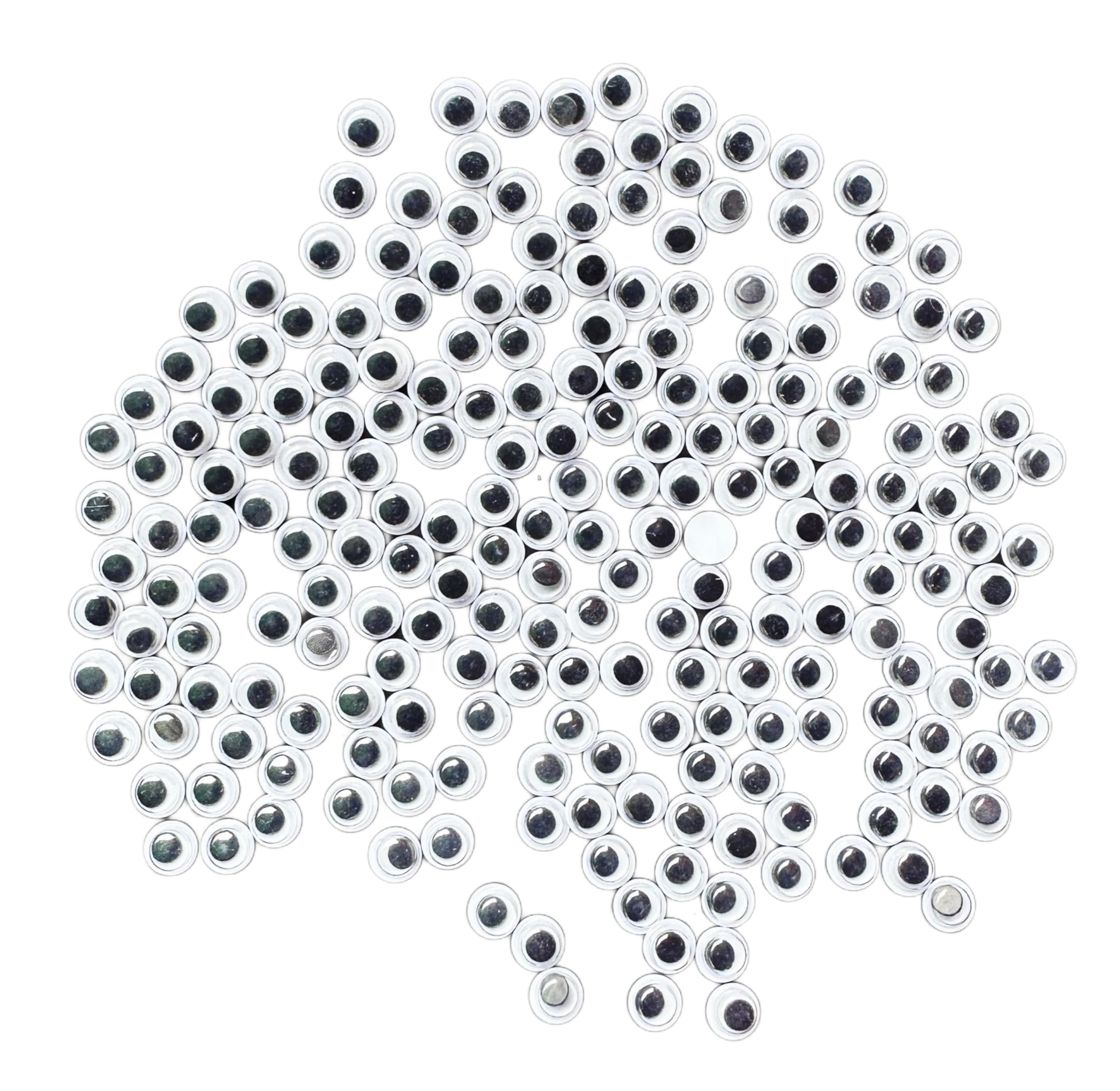 MSGH 200pcs Pieces Googly Eyes, Wiggle Eyes, Doll Eyes, Art and Craft Eyes, Google Eyes (Mix Sizes, Black Moving Eyes) ' (6mm 200pcs)