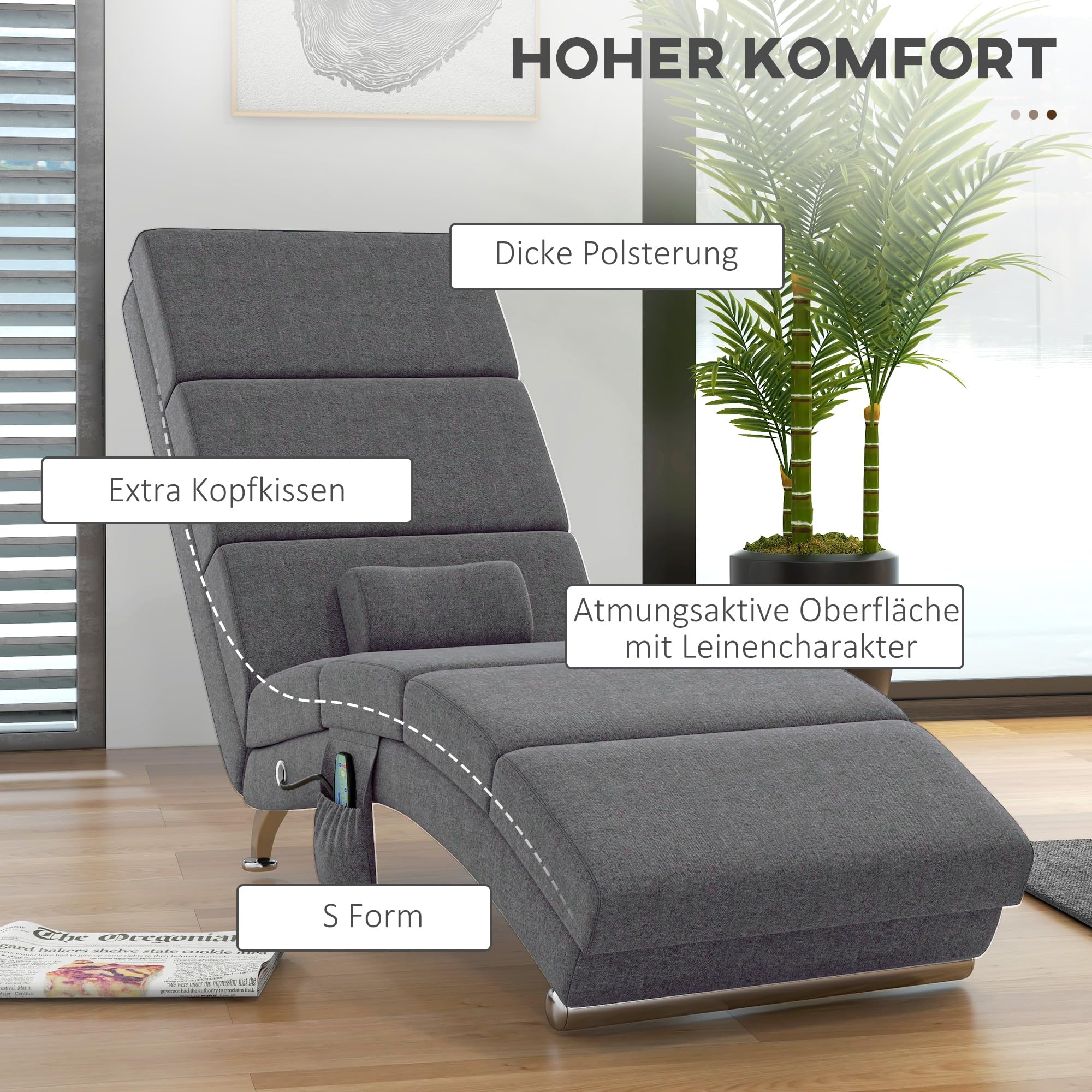 HOMCOM Relaxsessel Elektrisch Fernsehsessel mit Liegefunktion, Dunkelgrau
