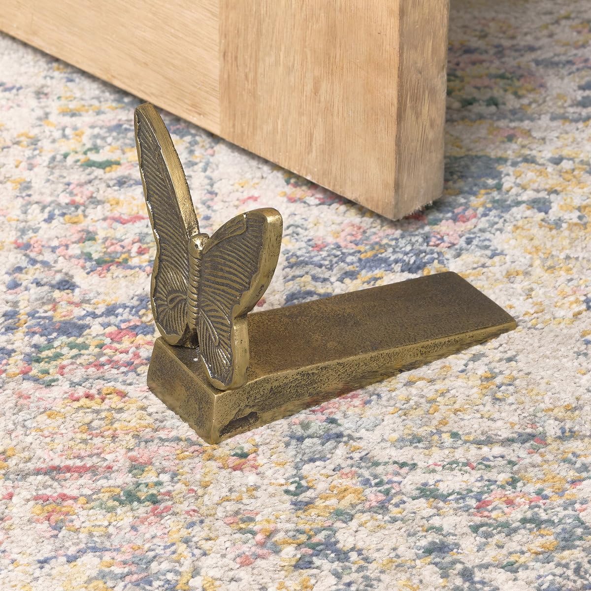 Melody Maison Antique Brass, Antique Gold Antique Brass Gold Metal Butterfly Doorstop