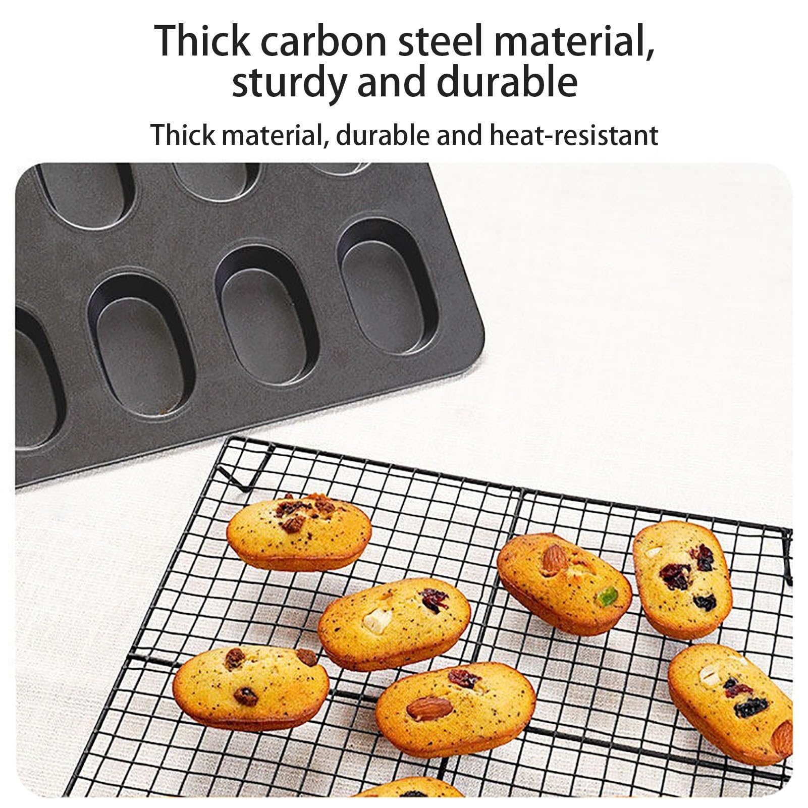 Molde Magdalenas Horno De Acero Al Carbono Con Divisores Ovalado Bandeja Para Hornear Brownie De Cocina Muffin Tray De 8 Cavidades Para Hornear