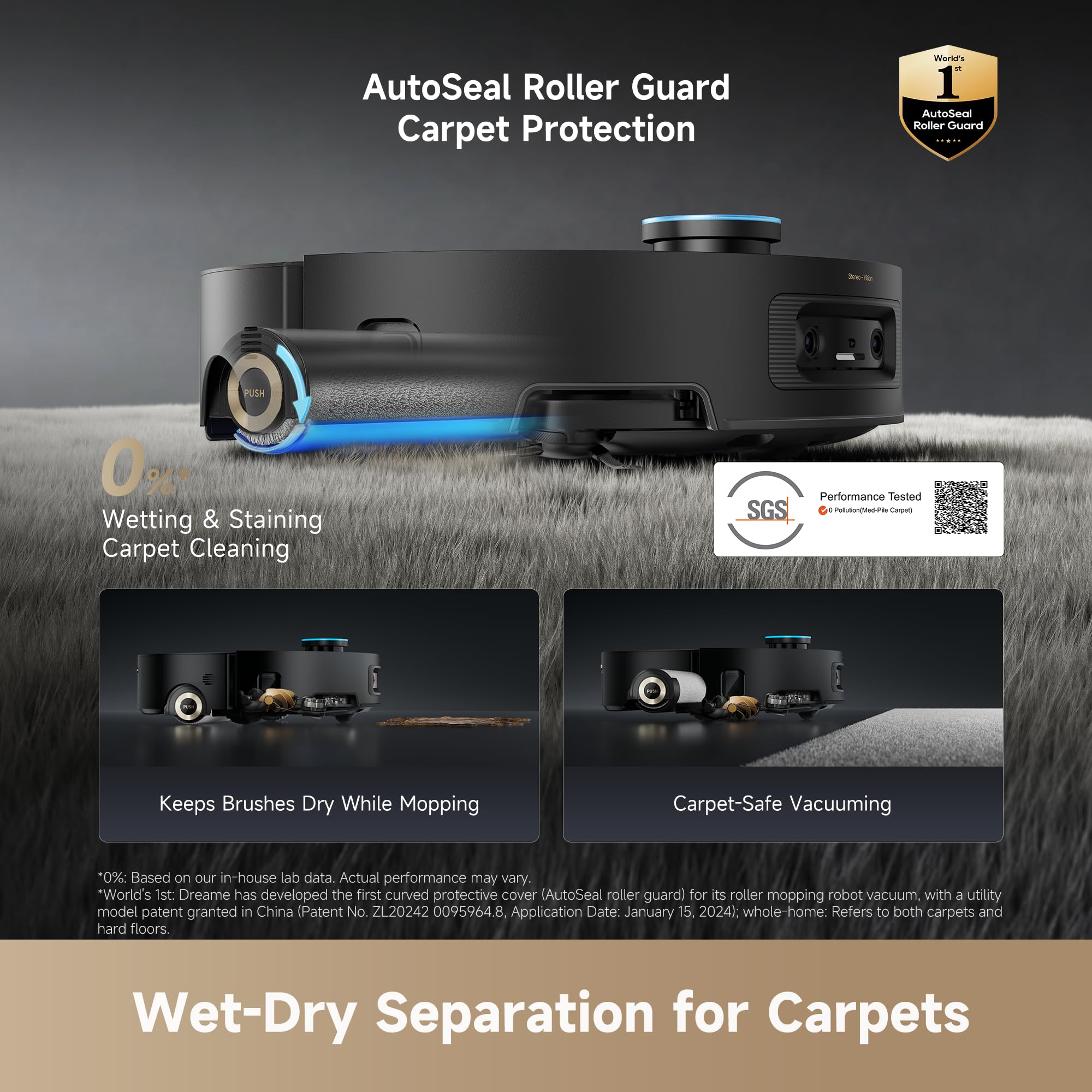 DREAME Aqua10 Ultra Roller Robot Aspirapolvere completo e mocio & 30.000 Pa di aspirazione, dock autopulente e mocio scorrevole, lavaggio termico e asciugatura, protezione tappeti, fotocamera AI e