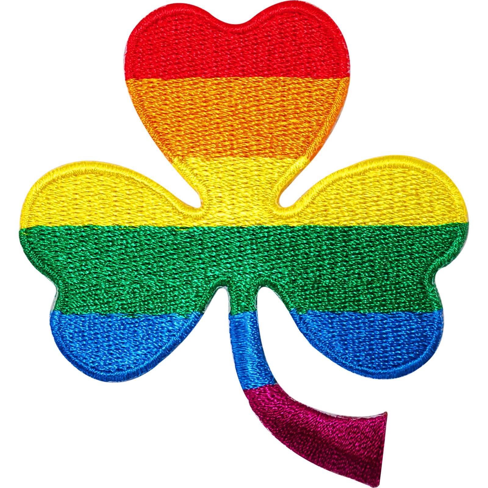 Ellu Multicolored Rainbow Lucky Irish Shamrock Embroidered Iron/Sew On Patch Clover Charm Badge
