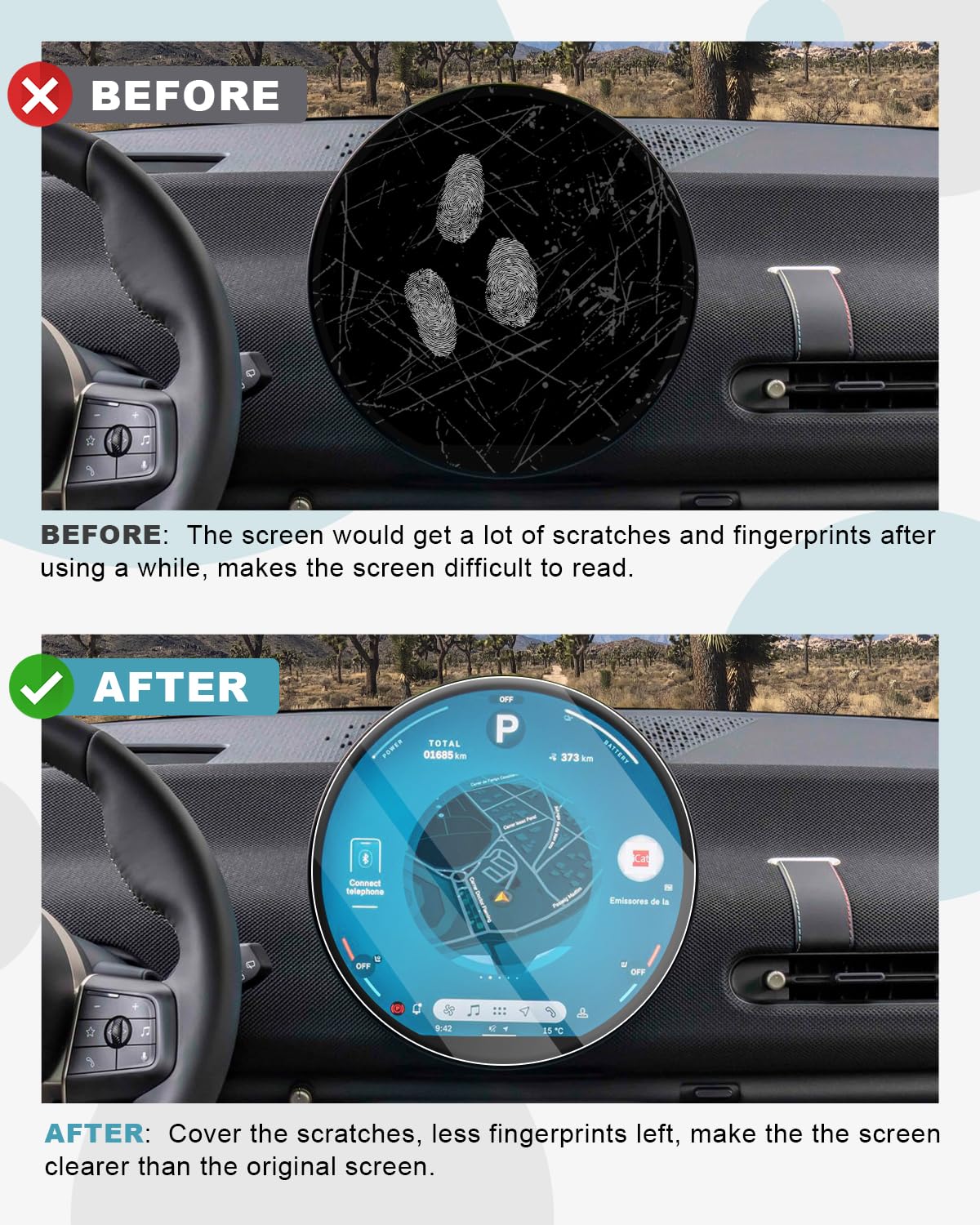 CDEFG Compatibile con Mini Cooper S F65 F66 J01 Countryman U25 Aceman 2024 2025 Facelift Navigation Pellicola Protettiva Vetro Temperato 9,4 Pollici Antigraffio GPS 9H Pellicola Protettiva Accessori