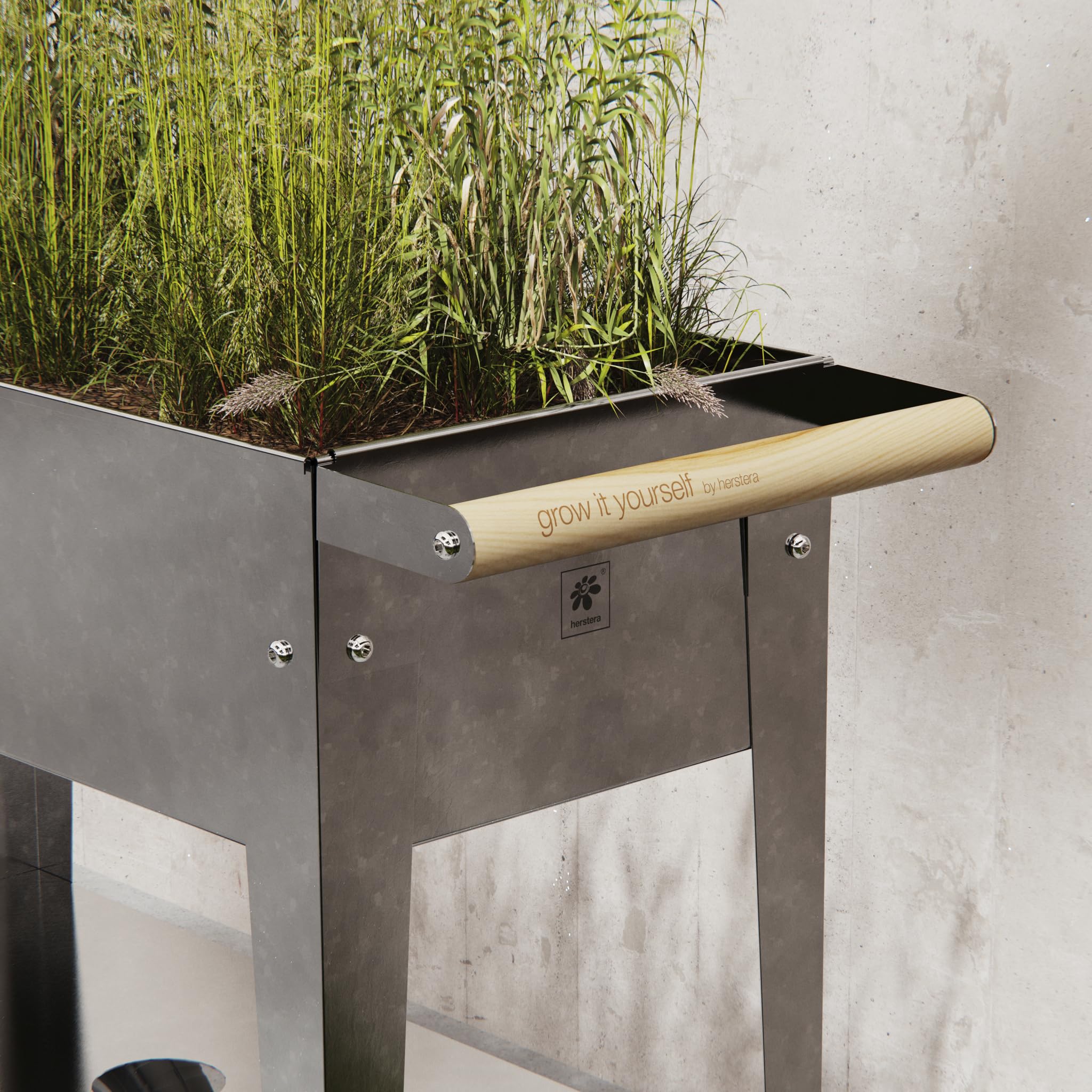 Herstera 08933801 Jardinière surélevée avec Roues en polyuréthane galvanisé 35 x 75 x 80 cm