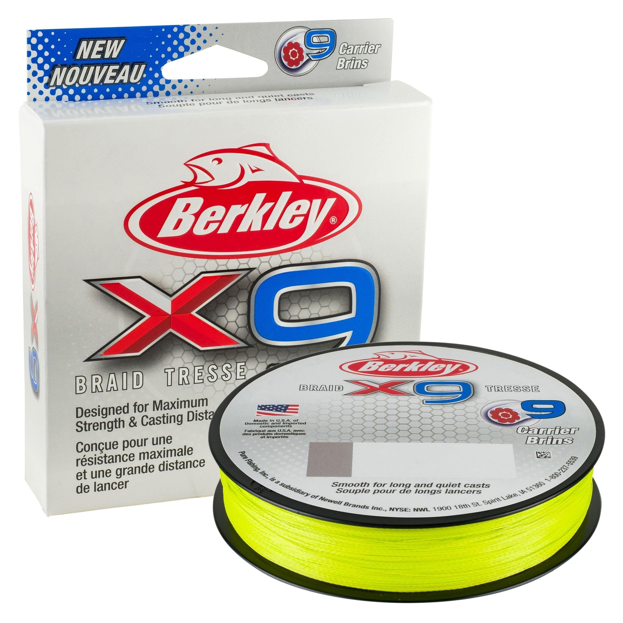 Berkley X9 - Filo per Treccia da Pesca, Colore: Verde Fluo