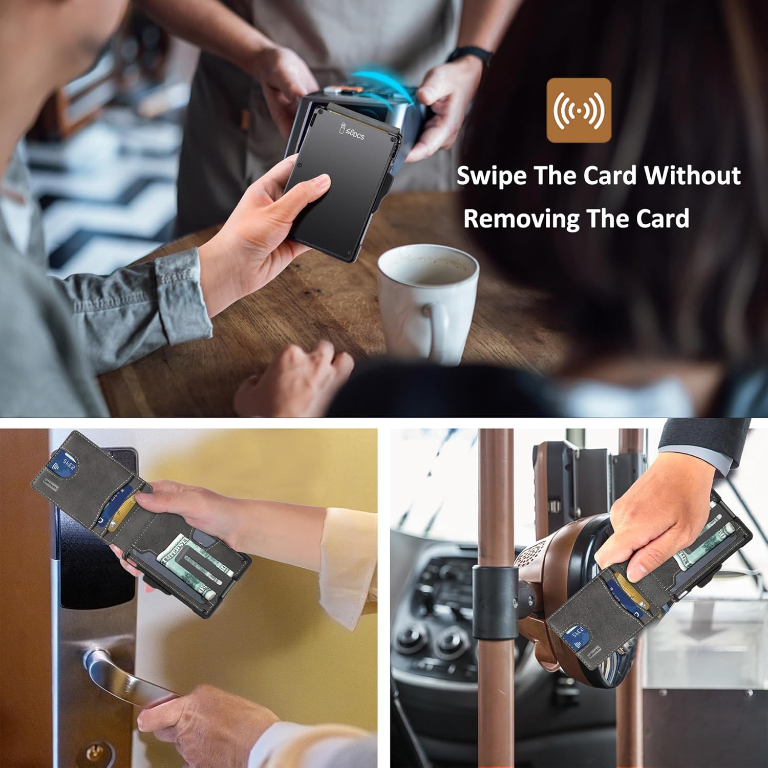 umoven Wallet for Men - with Money Clip Slim Leather Slots Credit Card Holder RFID Blocking Bifold Minimalist Wallet with Gift Box (Dark Gray) - Image 4