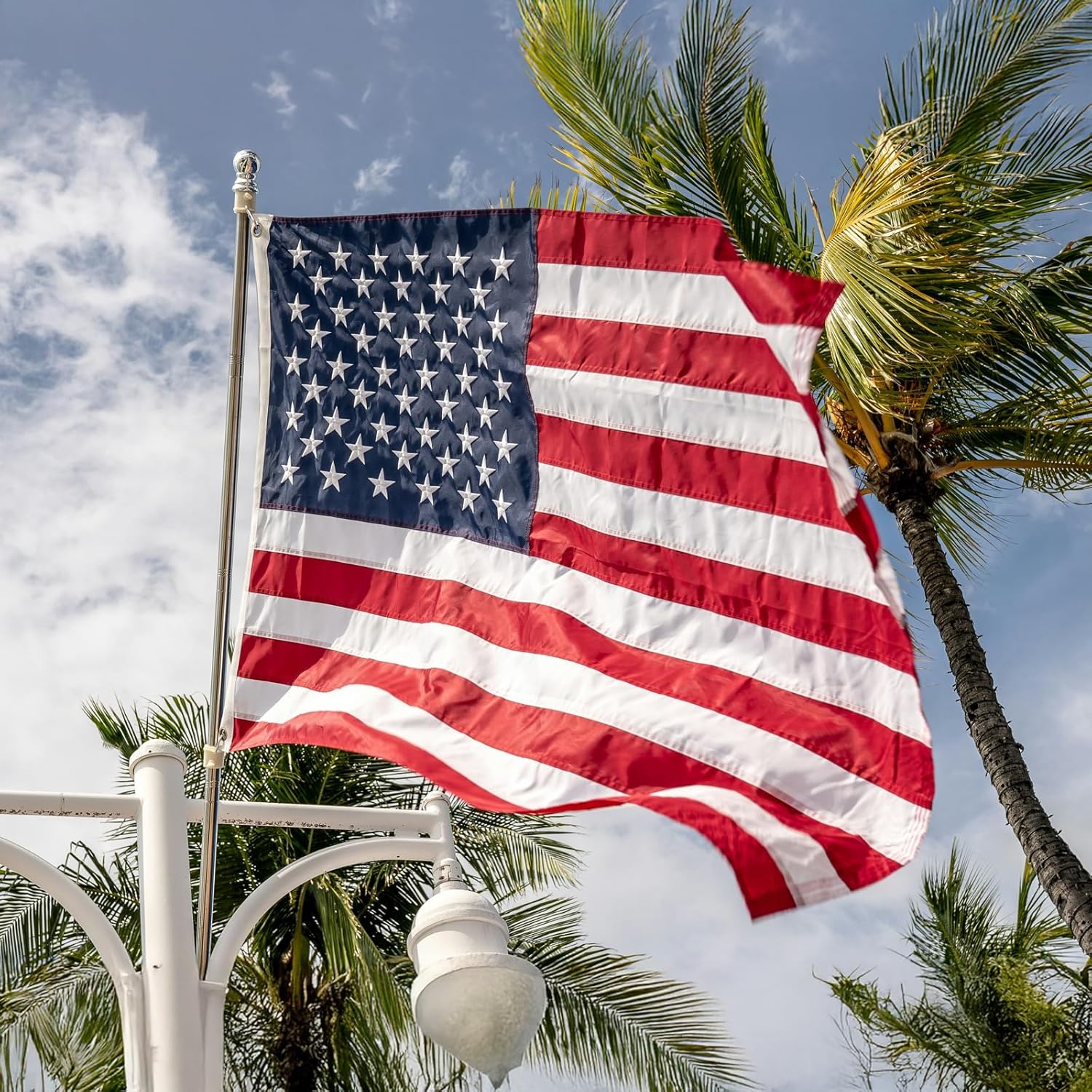 High Wind American Flag for Outdoor 10x15 Ft - Heavy Duty Allegiance US Flag with Embroidered Stars, Sewn Stripes & Brass Grommets All Weather Fade Resistant for Outside Use - Image 7