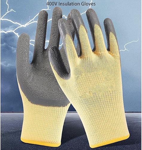 Miniatura 3 de Guantes de trabajo con aislamiento  Retardantes de llama, guantes de goma resistentes al voltaje de 400 V para electricista con textura