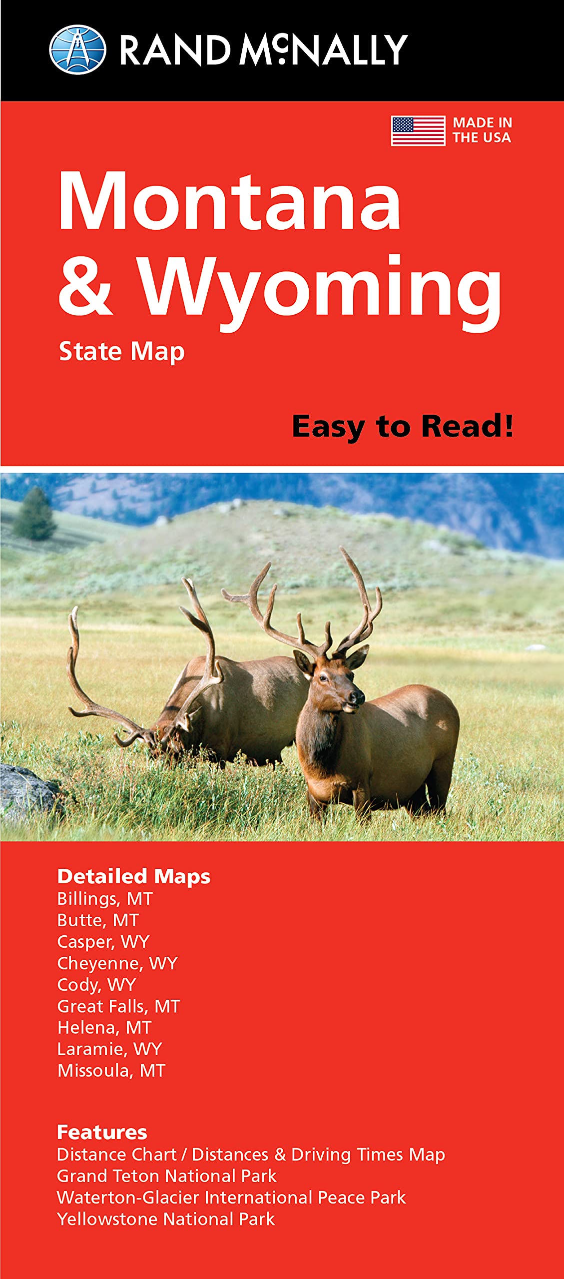 Rand McNally Easy To Read Folded Map: Montana & Wyoming State Map