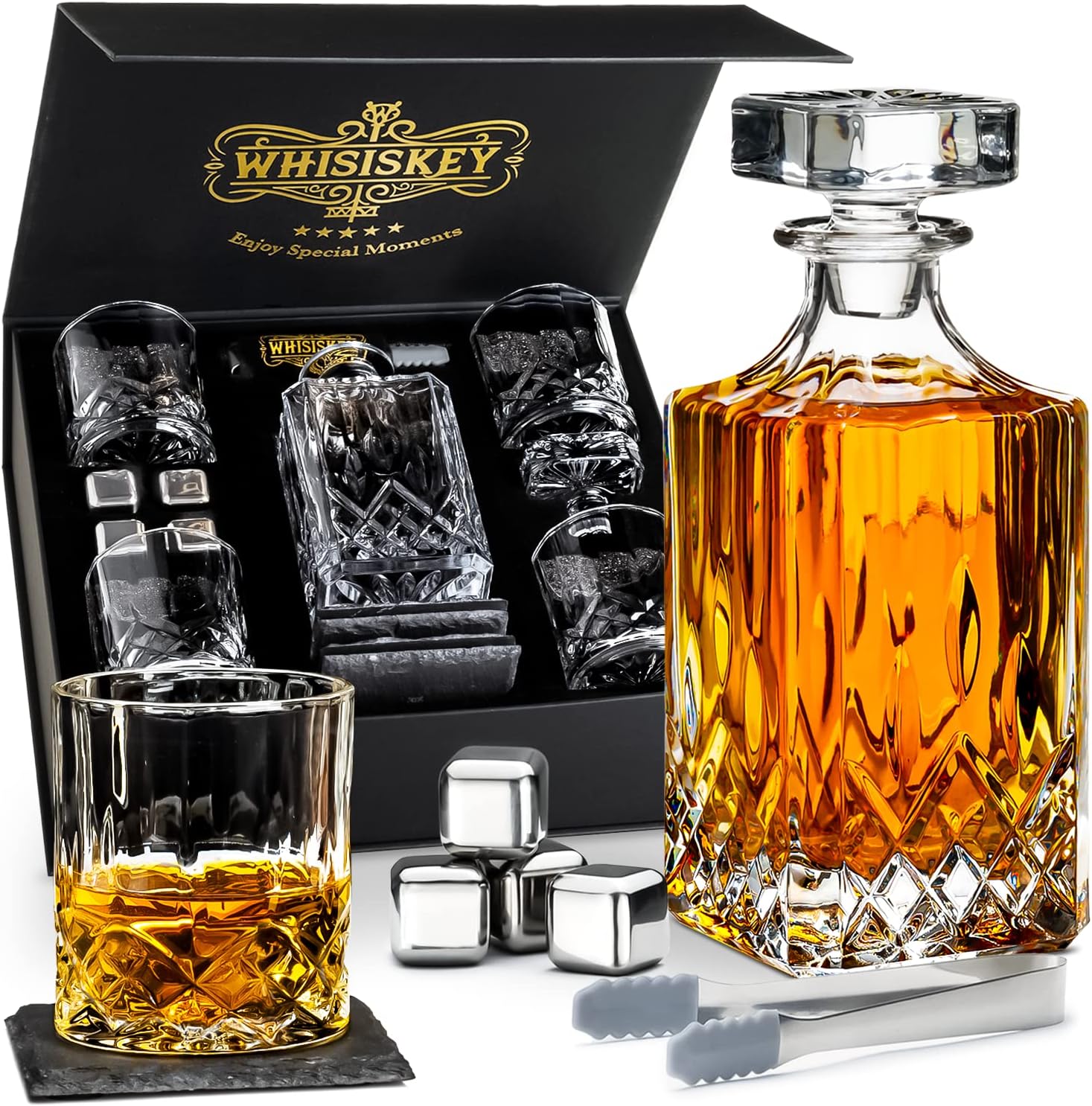 Carafe à Whisky En Forme De Pistolet - Avec 2 Verres à Shot Et Support - Cadeau Original Homme (fête Des Pères, Anniversaire)