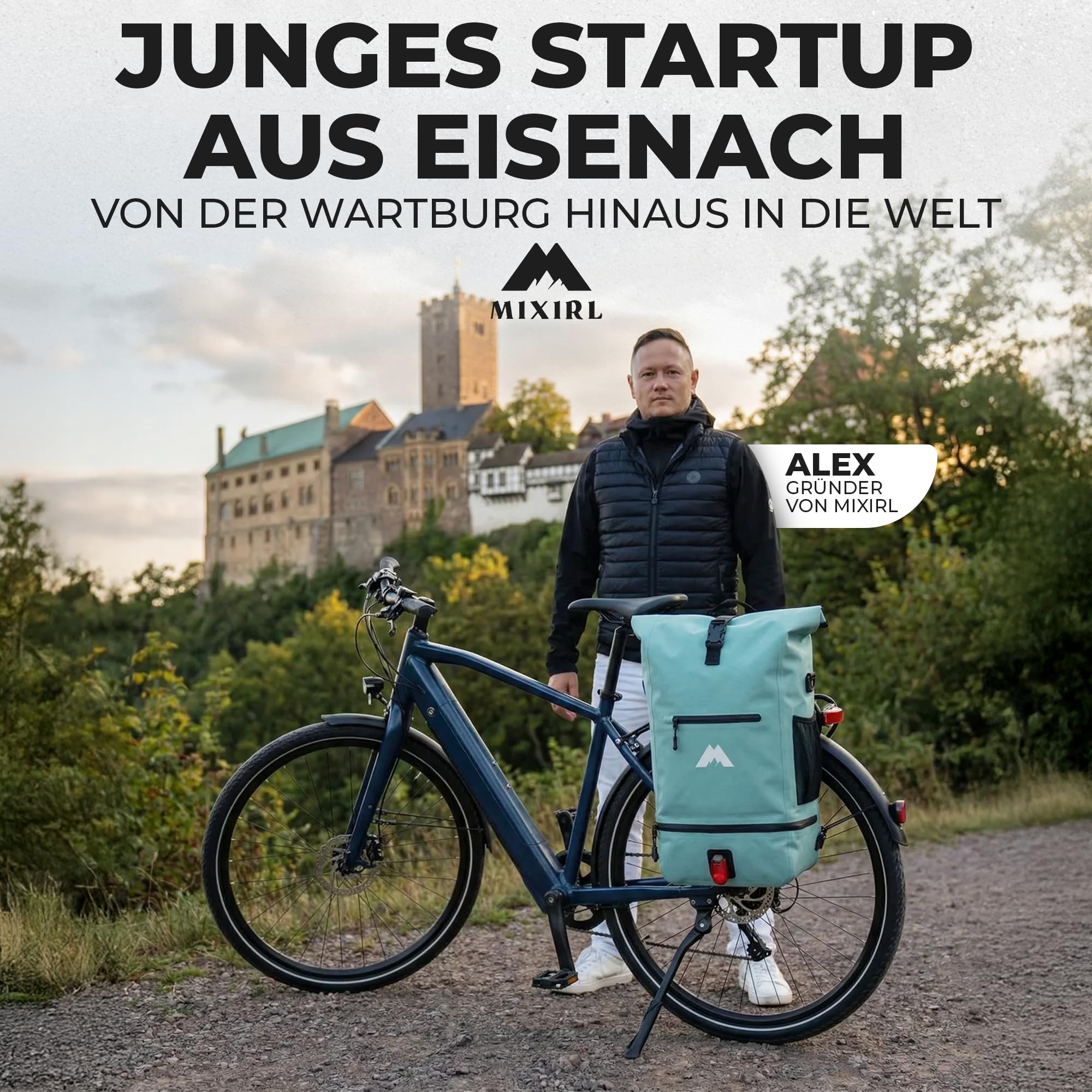 3in1 Fahrradtaschen für Gepäckträger mit Rucksack 100% Wasserdicht 30L I Kühlfach I Gepäckträgertasche Reflektierend Laptopfach Tasche fürs Fahrrad (Mint)